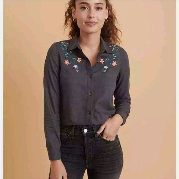 Marine Layer Tops - Marine Layer Aria Embroidered Relaxed Shirt